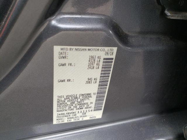 Photo 10 from auction – 2019 NISSAN ALTIMA S with VIN 1N4BL4BV0KC111154