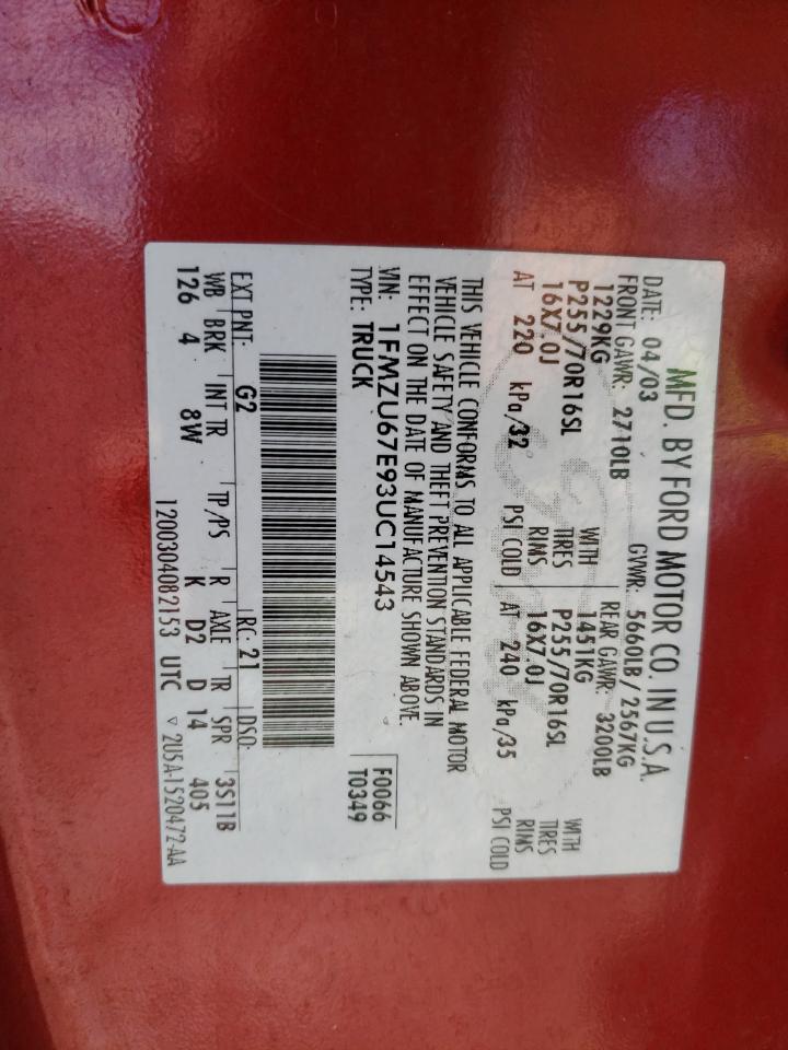 Photo 10 from auction – 2003 FORD OTHER with VIN 1FMZU67E93UC14543