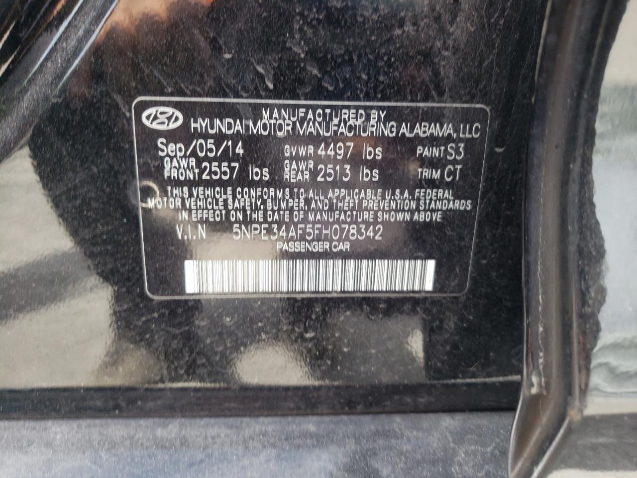 Photo 10 from auction – 2015 HYUNDAI SONATA SPO with VIN 5NPE34AF5FH078342