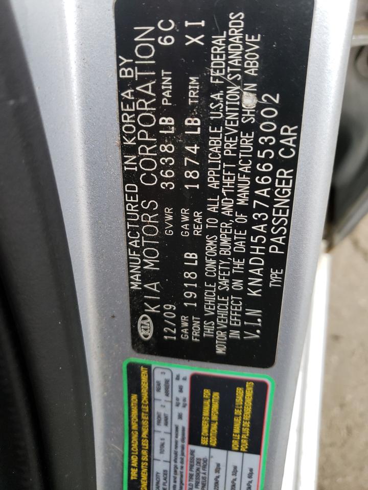 Photo 10 from auction – 2010 KIA RIO LX with VIN KNADH5A37A6653002