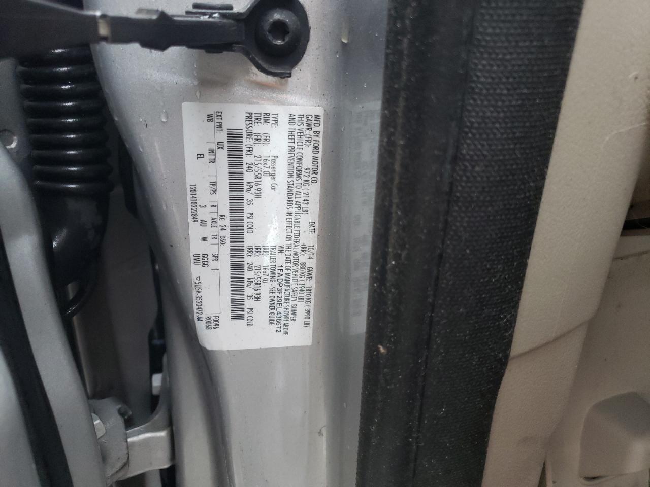 Photo 10 from auction – 2014 FORD FOCUS with VIN 1FADP3F29EL436672