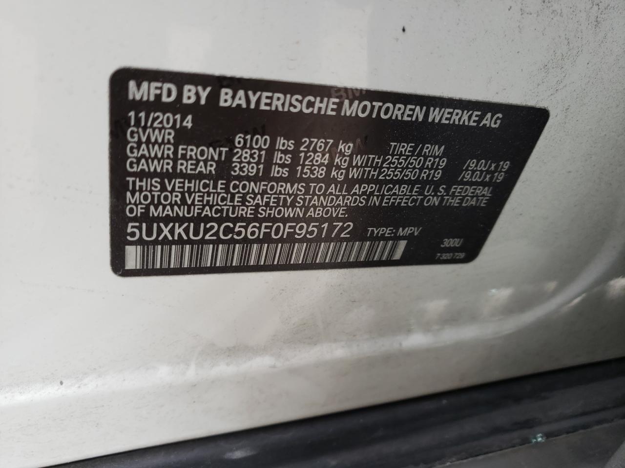 Photo 10 from auction – 2015 BMW X6 XDRIVE3 with VIN 5UXKU2C56F0F95172