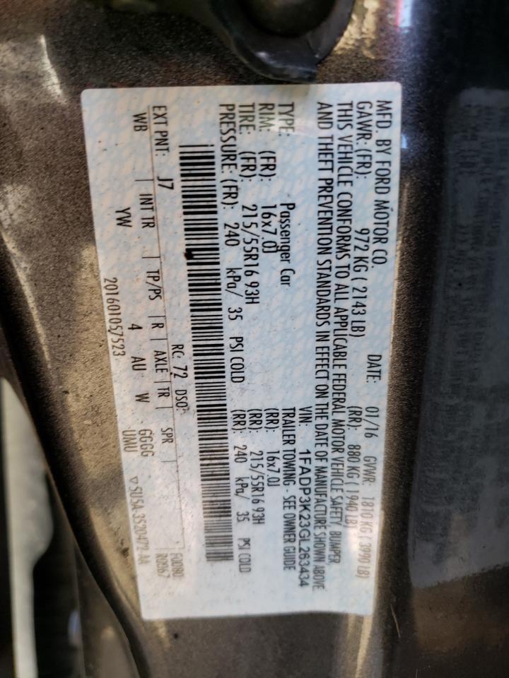 Photo 10 from auction – 2016 FORD FOCUS SE with VIN 1FADP3K23GL263434