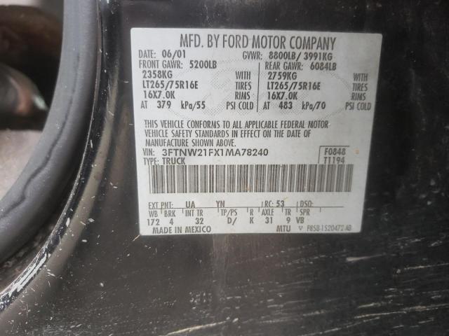 Photo 10 from auction – 2001 FORD F250 SUPER with VIN 3FTNW21FX1MA78240