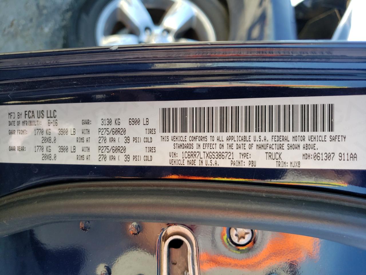 Photo 10 from auction – 2016 RAM 1500 SLT with VIN 1C6RR7LTXGS386721