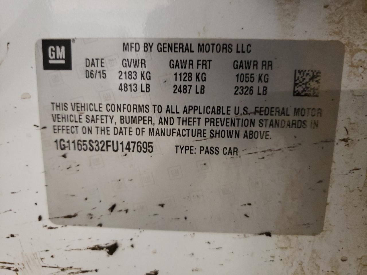 Photo 10 from auction – 2015 CHEVROLET IMPALA LTZ with VIN 1G1165S32FU147695