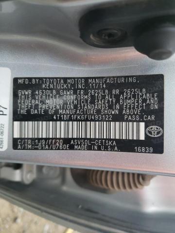 Photo 10 from auction – 2015 TOYOTA CAMRY LE with VIN 4T1BF1FK6FU493122