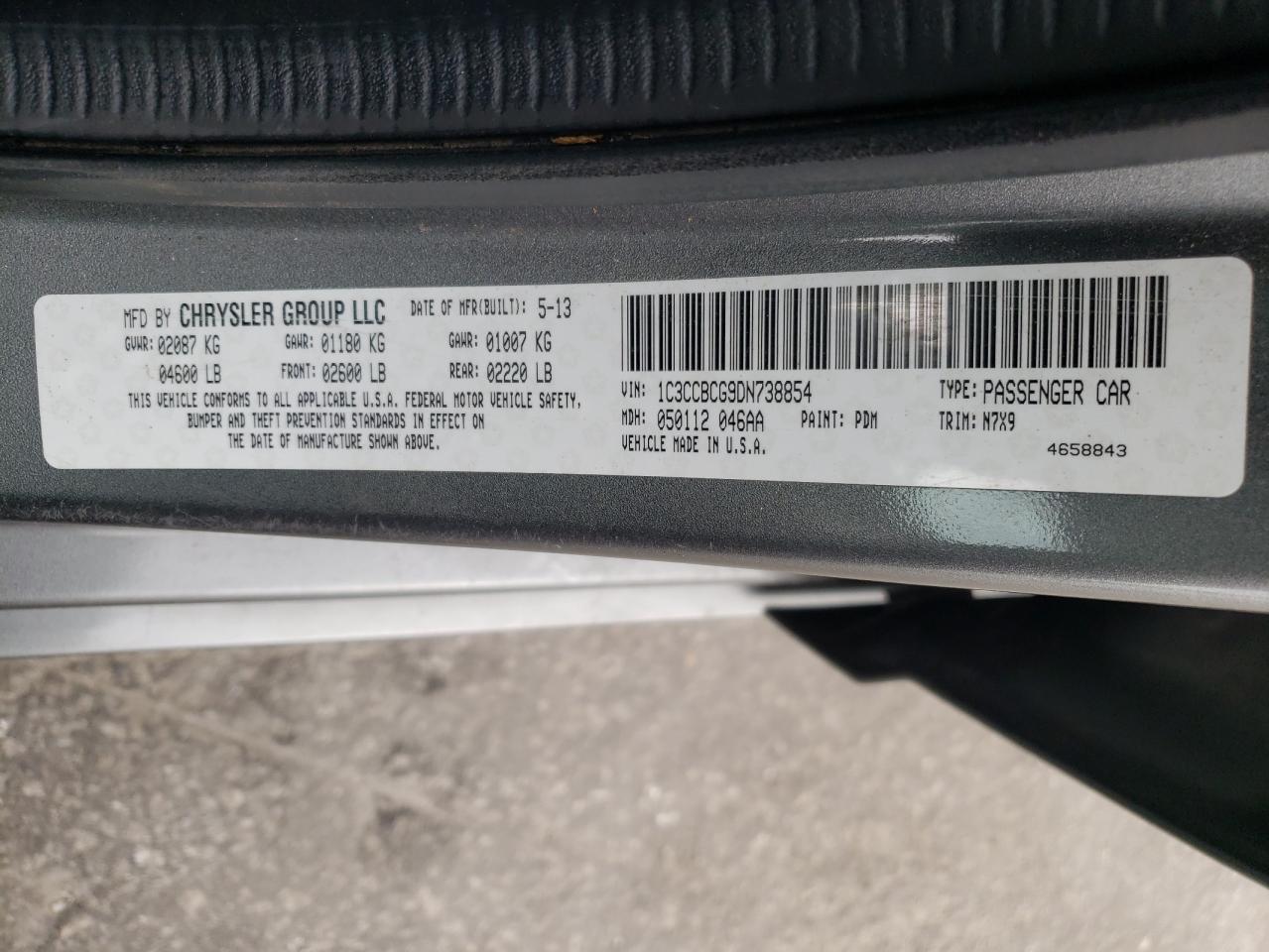 Photo 10 from auction – 2013 CHRYSLER 300 LIMITE with VIN 1C3CCBCG9DN738854