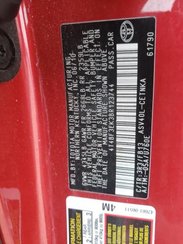 Photo 10 from auction – 2011 TOYOTA CAMRY BASE with VIN 4T4BF3EK3BR123744
