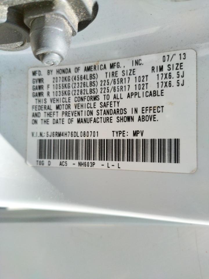 Photo 10 from auction – 2013 HONDA CR-V EXL with VIN 5J6RM4H76DL080701