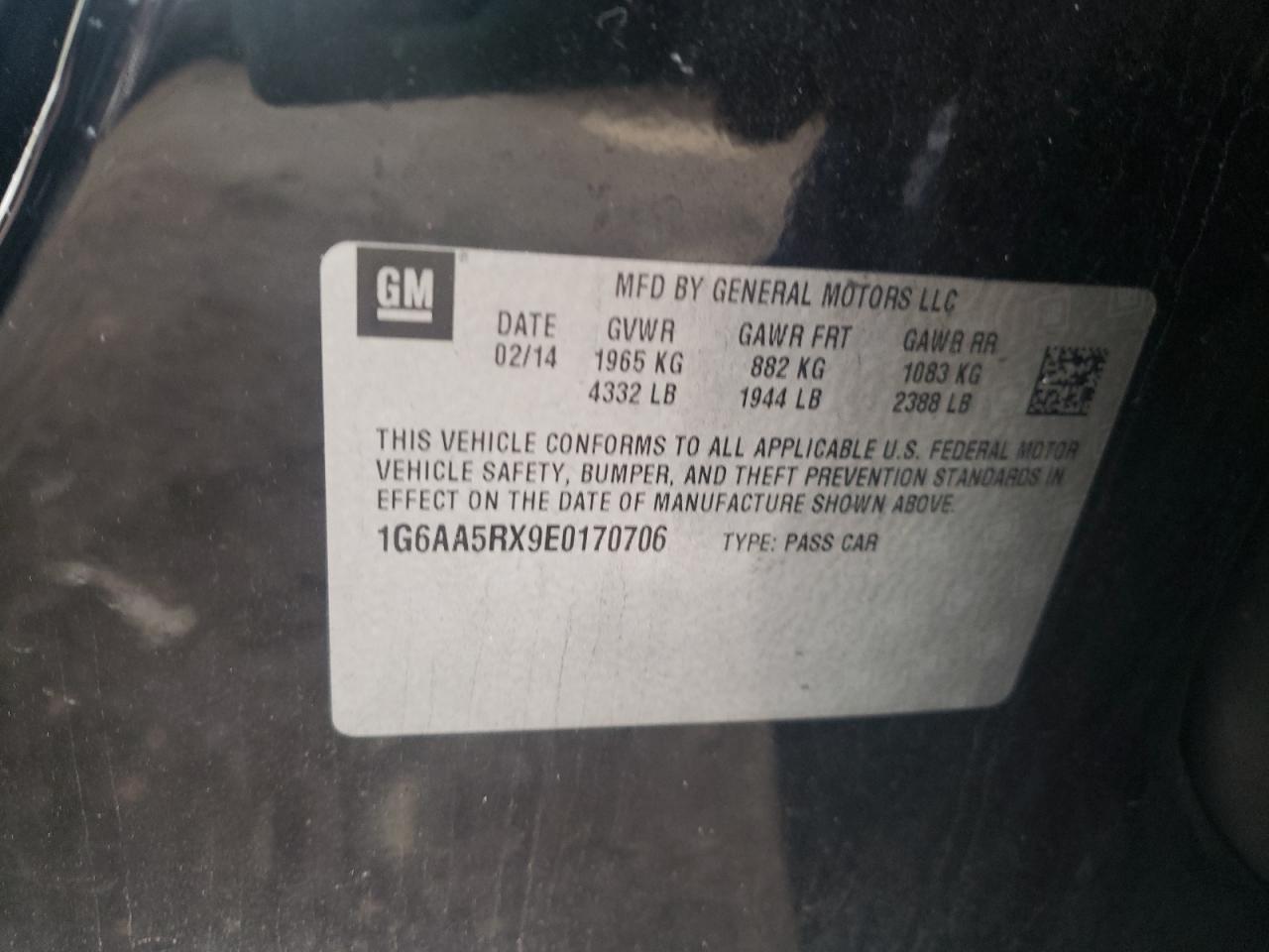 Photo 10 from auction – 2014 CADILLAC ATS with VIN 1G6AA5RX9E0170706