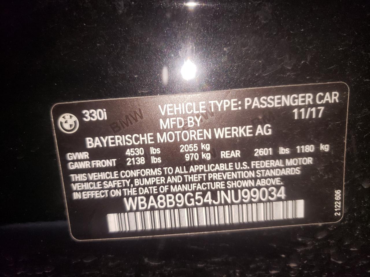 Photo 10 from auction – 2018 BMW 330 I with VIN WBA8B9G54JNU99034