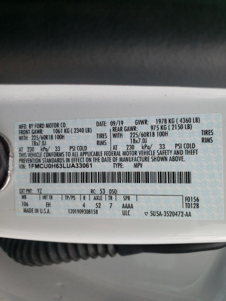 Photo 10 from auction – 2020 FORD ESCAPE SEL with VIN 1FMCU0H63LUA33061