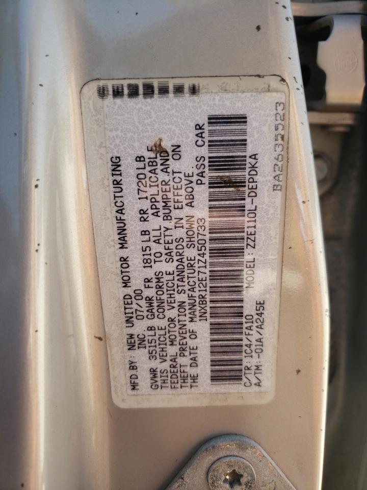 Photo 10 from auction – 2001 TOYOTA COROLLA CE with VIN 1NXBR12E71Z450733
