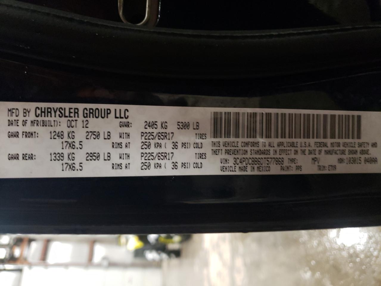 Photo 10 from auction – 2013 DODGE JOURNEY SX with VIN 3C4PDCBB6DT577868