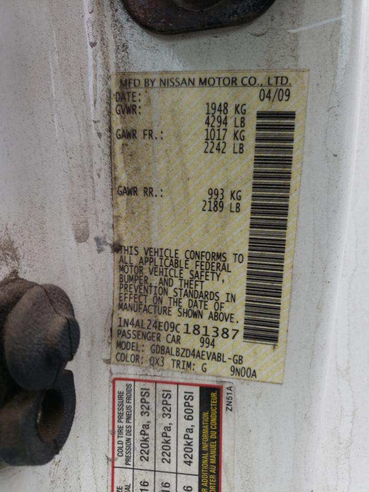 Photo 10 from auction – 2009 NISSAN ALTIMA 2.5 with VIN 1N4AL24E09C181387