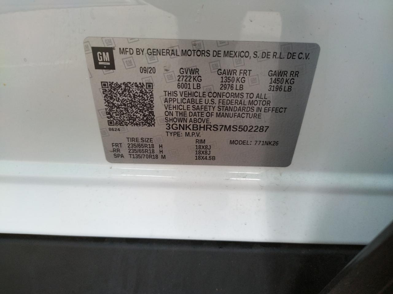 Photo 10 from auction – 2021 CHEVROLET BLAZER 2LT with VIN 3GNKBHRS7MS502287