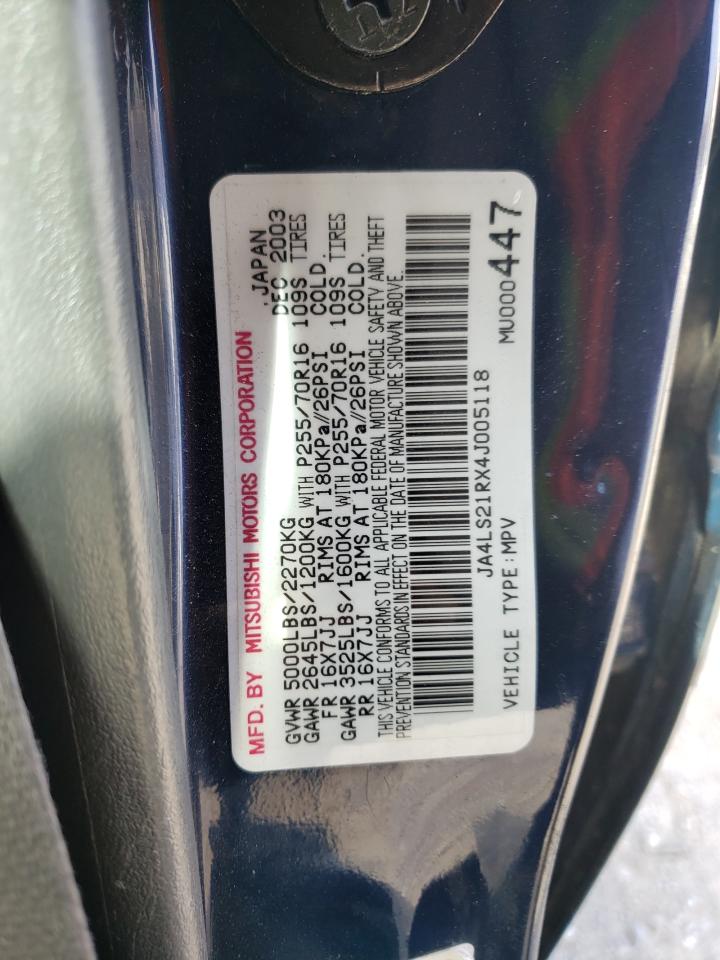 Photo 10 from auction – 2004 MITSUBISHI MONTERO SP with VIN JA4LS21RX4J005118
