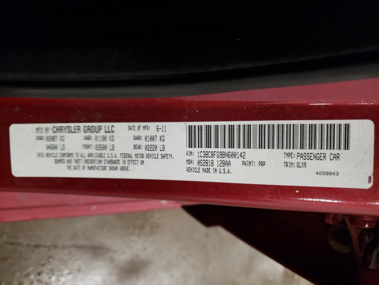 Photo 10 from auction – 2011 CHRYSLER 200 S with VIN 1C3BC8FG9BN600142