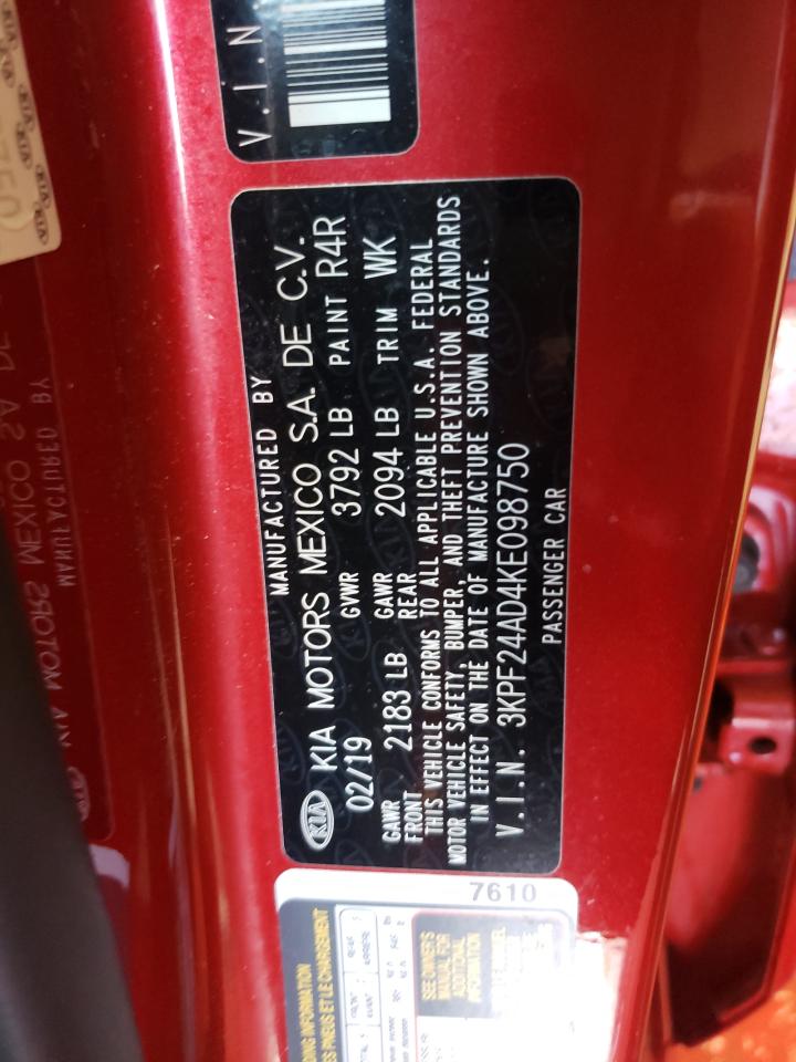 Photo 10 from auction – 2019 KIA FORTE FE with VIN 3KPF24AD4KE098750