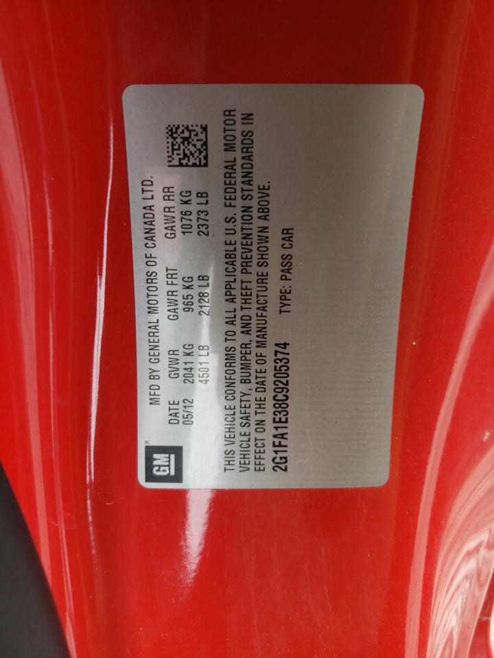 Photo 10 from auction – 2012 CHEVROLET CAMARO LS with VIN 2G1FA1E38C9205374