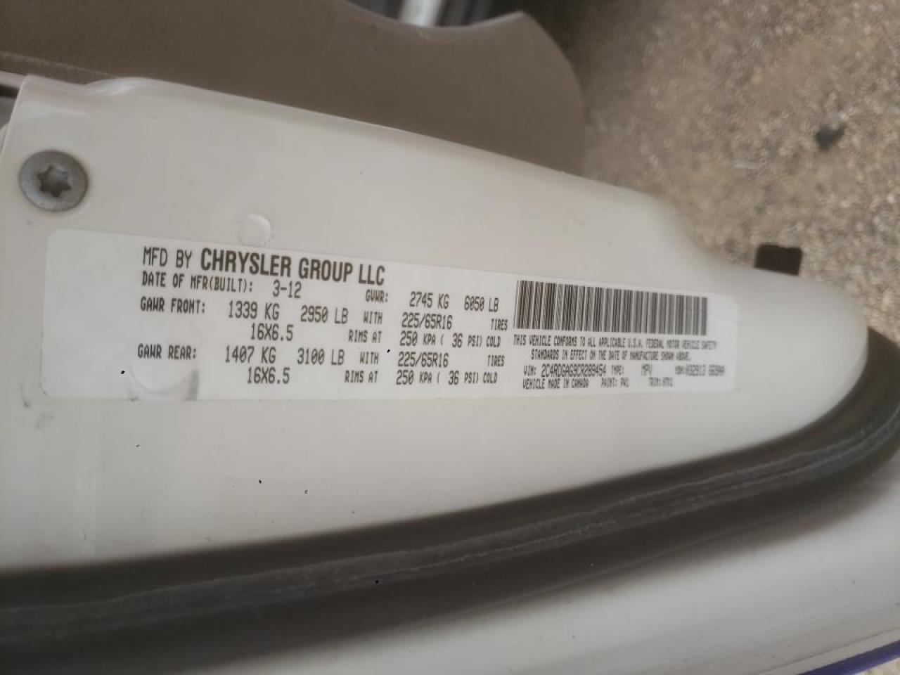 Photo 10 from auction – 2012 DODGE RAM VAN with VIN 2C4RDGAG9CR289454