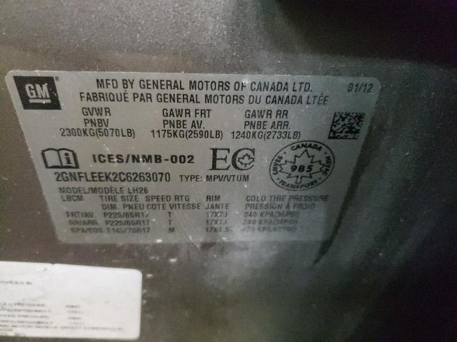 Photo 7 from auction – 2012 CHEVROLET EQUINOX LT with VIN 2GNFLEEK2C6263070