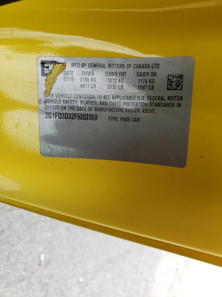 Photo 10 from auction – 2015 CHEVROLET CAMARO LT with VIN 2G1FD3D32F9202060