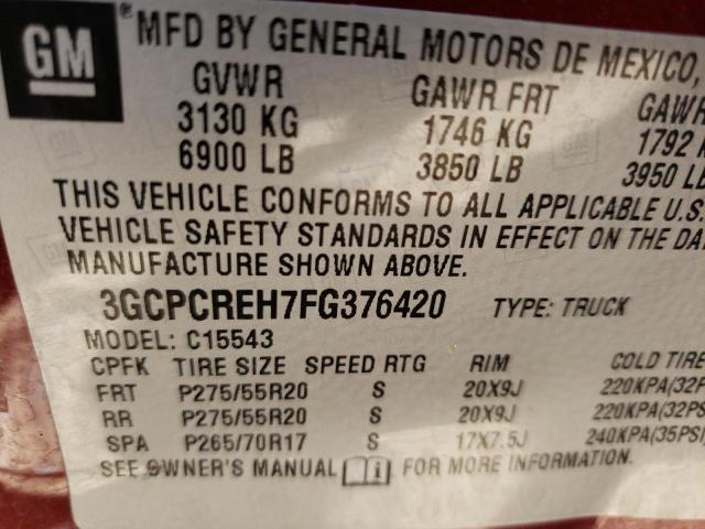 Photo 10 from auction – 2015 CHEVROLET SILVERADO with VIN 3GCPCREH7FG376420