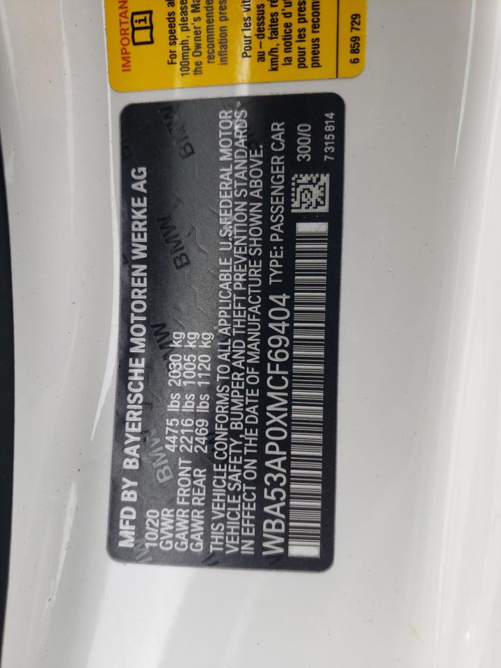 Photo 10 from auction – 2021 BMW 430I with VIN WBA53AP0XMCF69404