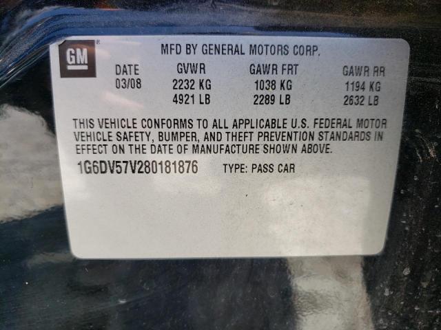 Photo 10 from auction – 2008 CADILLAC CTS HI FEA with VIN 1G6DV57V280181876