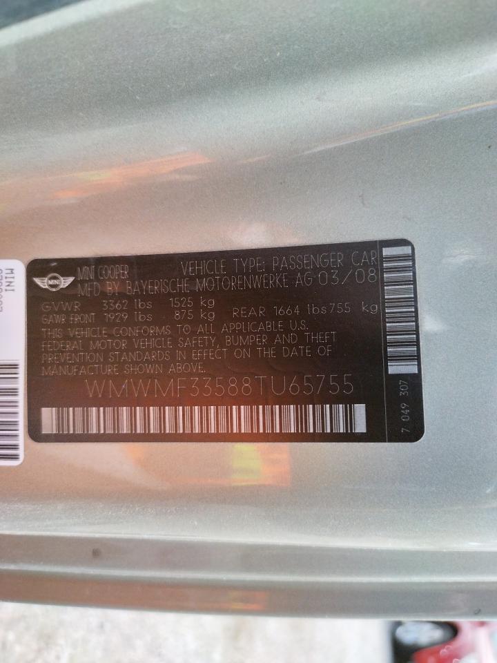 Photo 10 from auction – 2008 MINI COOPER with VIN WMWMF33588TU65755