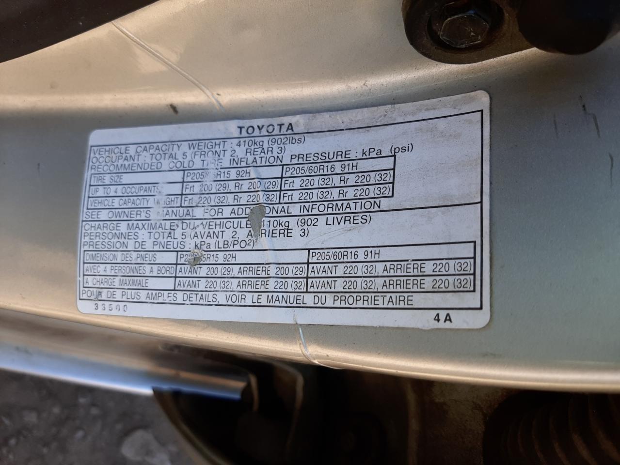 Photo 10 from auction – 2001 TOYOTA CAMRY CE with VIN JT2BF22K510326081