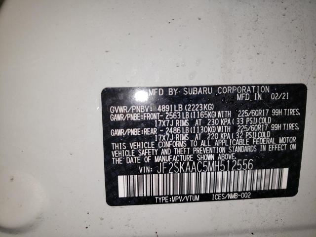 Photo 10 from auction – 2021 SUBARU FORESTER with VIN JF2SKAAC5MH512556