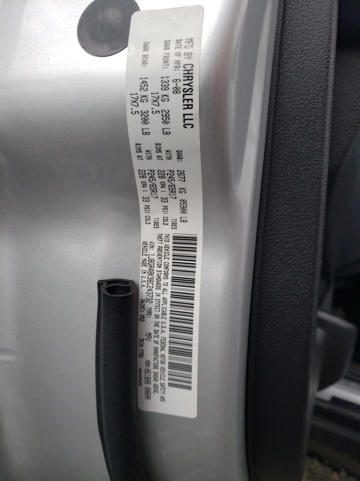 Photo 10 from auction – 2008 JEEP GRAND CHER with VIN 1J8GR48K98C243732