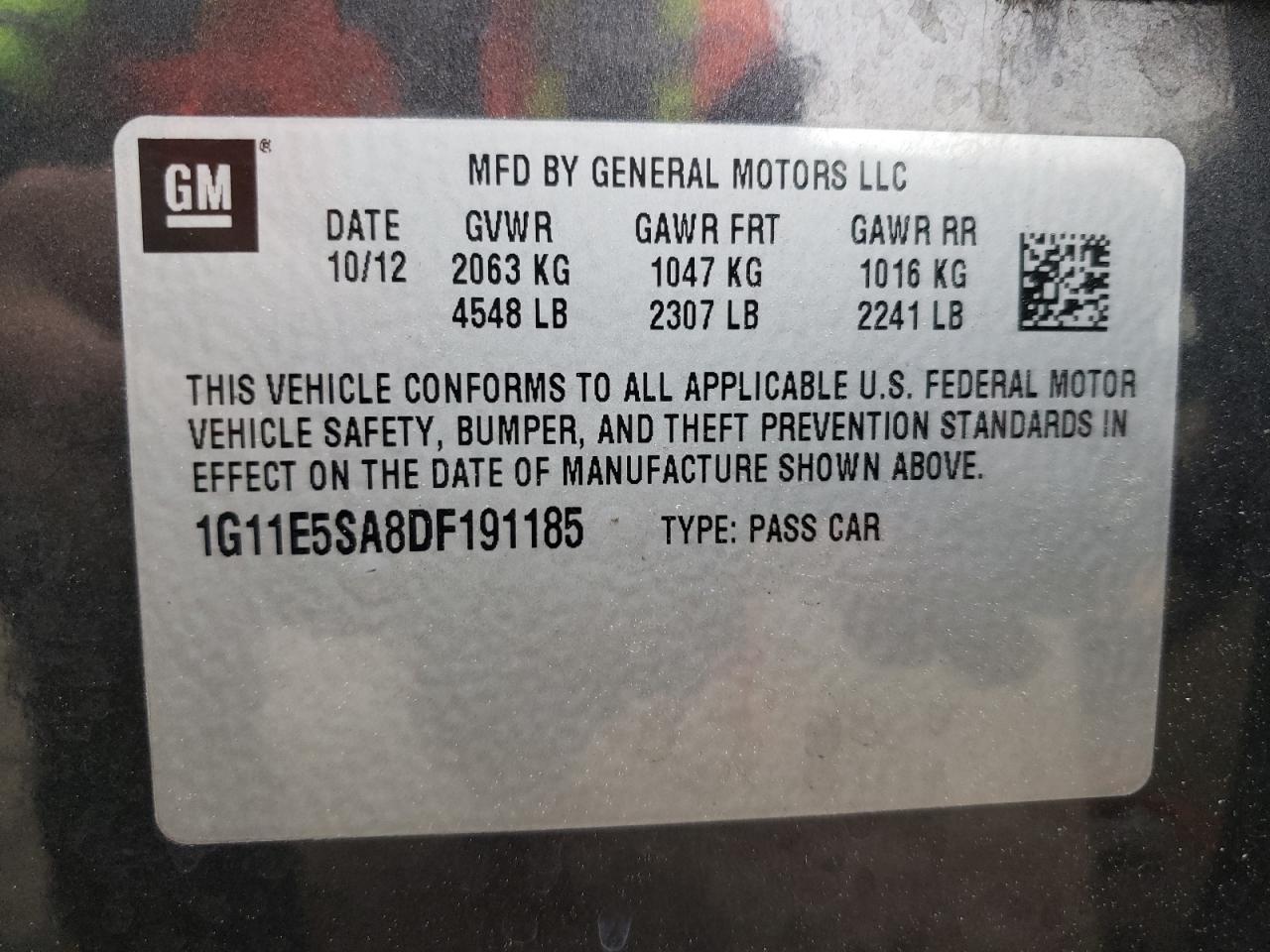 Photo 10 from auction – 2013 CHEVROLET MALIBU 2LT with VIN 1G11E5SA8DF191185