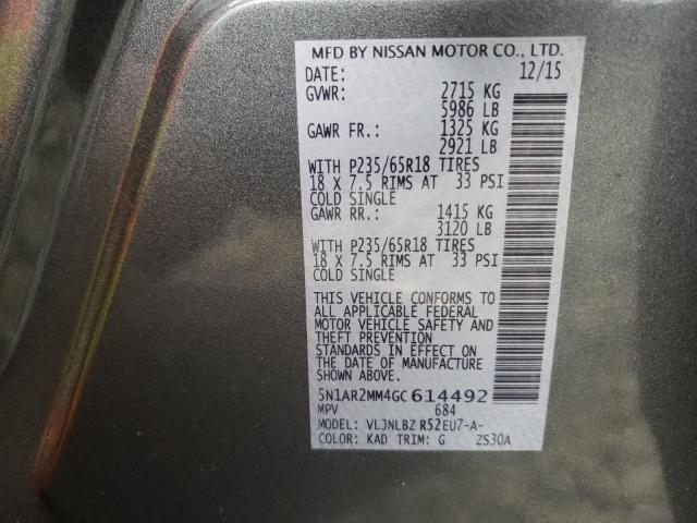 Photo 10 from auction – 2016 NISSAN PATHFINDER with VIN 5N1AR2MM4GC614492