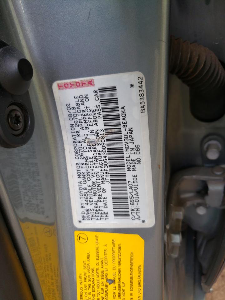 Photo 10 from auction – 2003 LEXUS ES 300 with VIN JTHBF30G430090813