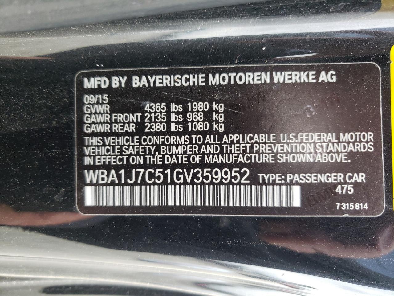 Photo 10 from auction – 2016 BMW M235I with VIN WBA1J7C51GV359952