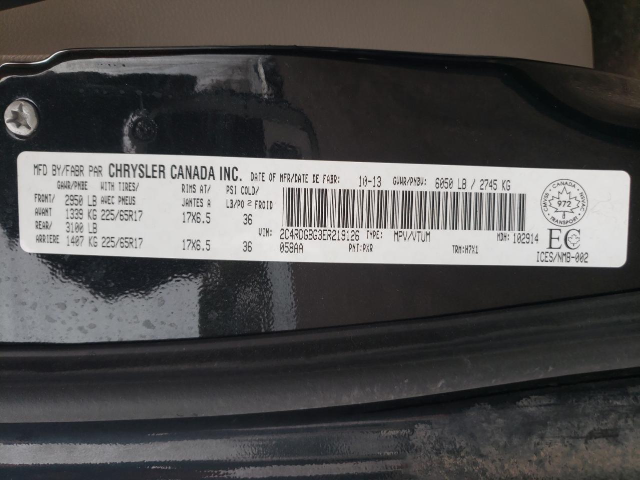 Photo 10 from auction – 2014 DODGE GRAND CARA with VIN 2C4RDGBG3ER219126