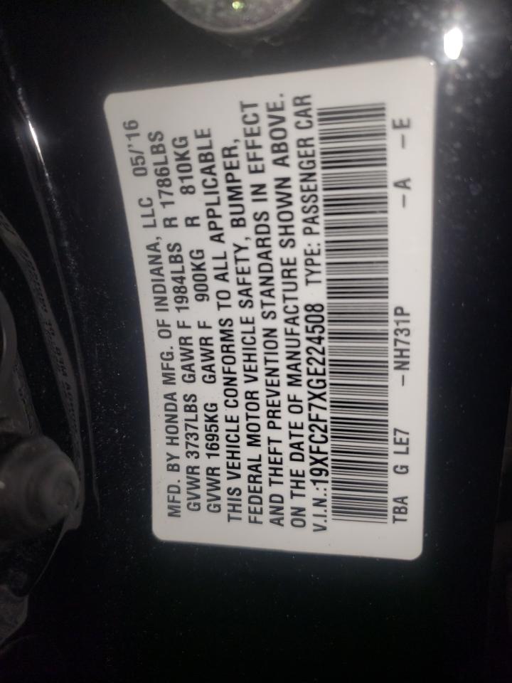 Photo 10 from auction – 2016 HONDA CIVIC EX with VIN 19XFC2F7XGE224508