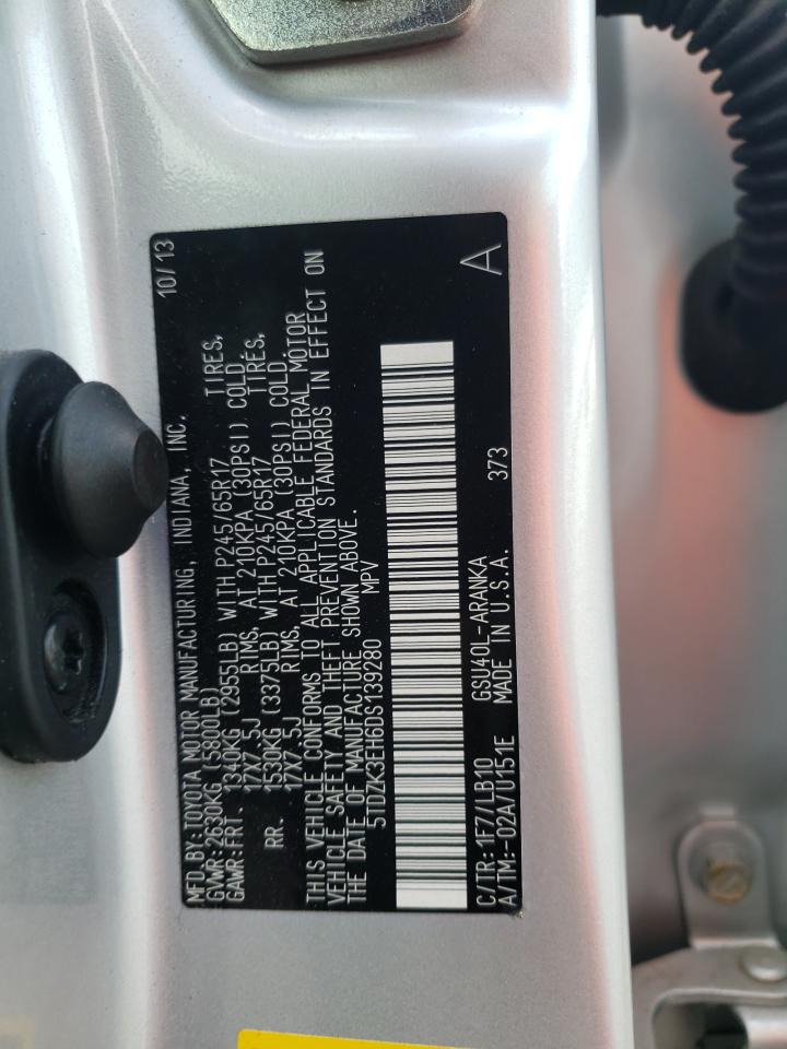 Photo 10 from auction – 2013 TOYOTA HIGHLANDER with VIN 5TDZK3EH6DS139280