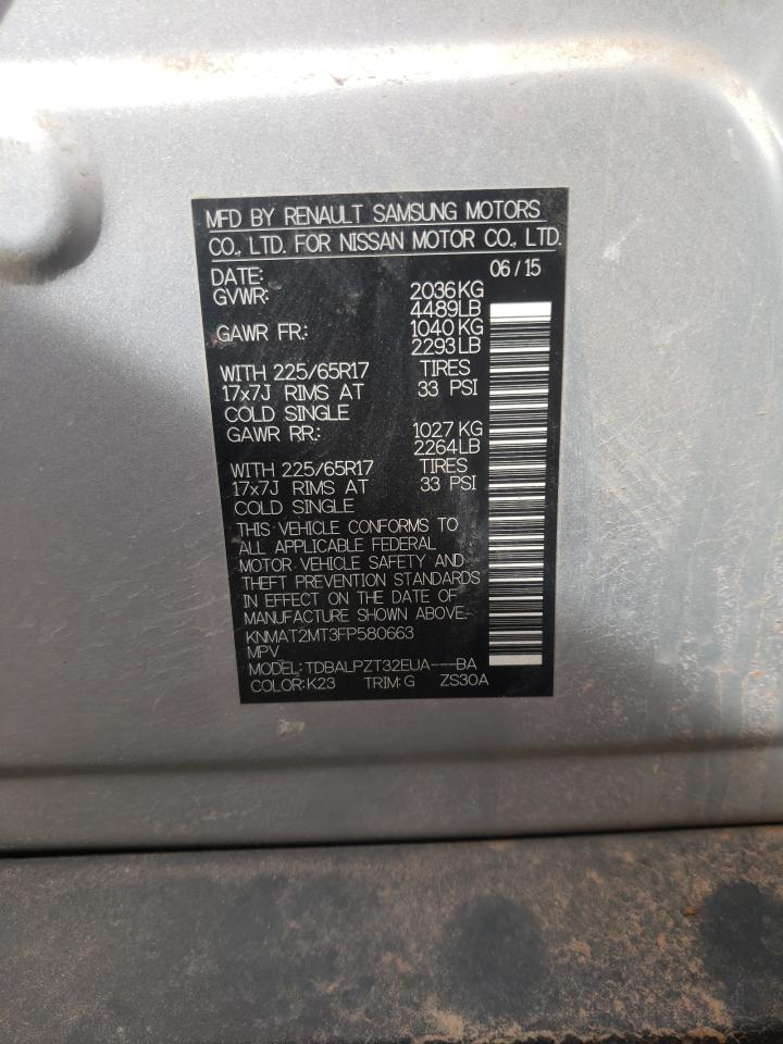 Photo 10 from auction – 2015 NISSAN ROGUE S with VIN KNMAT2MT3FP580663