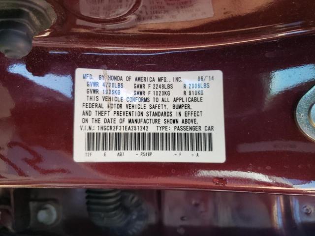 Photo 10 from auction – 2014 HONDA ACCORD LX with VIN 1HGCR2F31EA251242