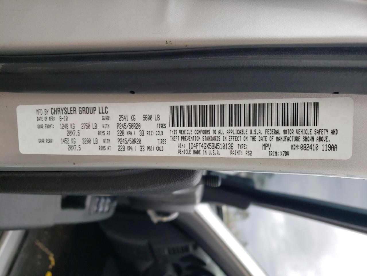 Photo 10 from auction – 2011 DODGE NITRO HEAT with VIN 1D4PT4GX5BW510136