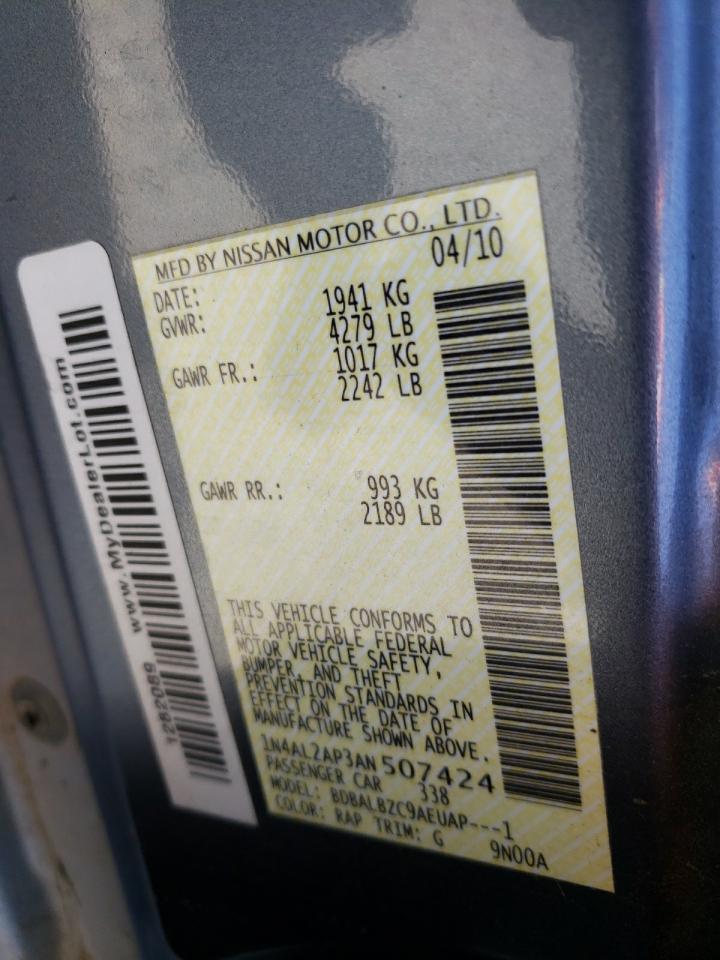 Photo 10 from auction – 2010 NISSAN ALTIMA BAS with VIN 1N4AL2AP3AN507424