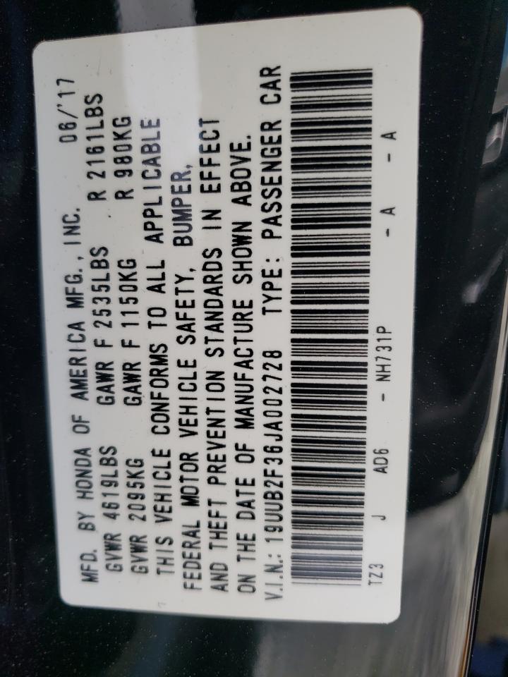Photo 10 from auction – 2018 ACURA TLX with VIN 19UUB2F36JA002728