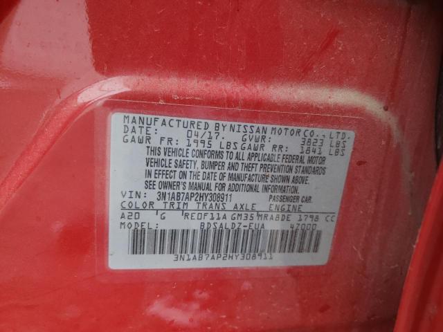 Photo 10 from auction – 2017 NISSAN SENTRA S with VIN 3N1AB7AP2HY308911