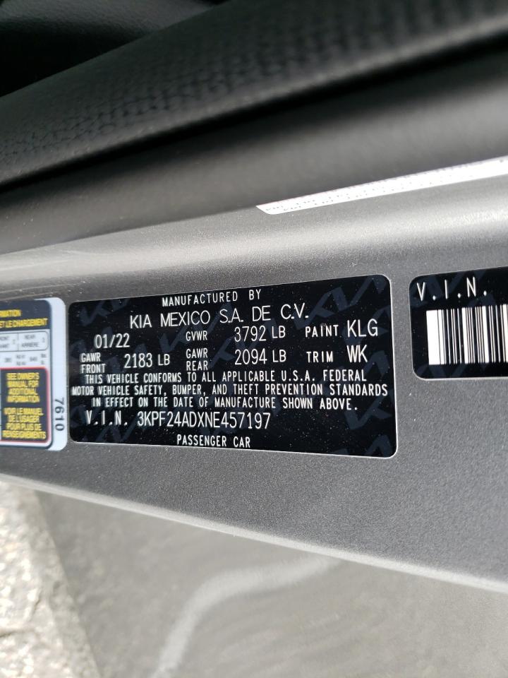 Photo 10 from auction – 2022 KIA FORTE FE with VIN 3KPF24ADXNE457197