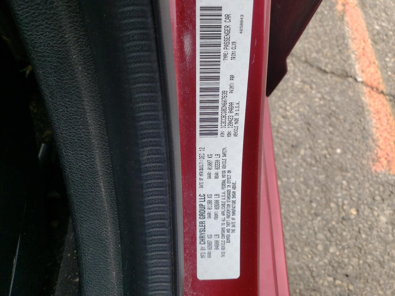 Photo 10 from auction – 2013 CHRYSLER 200 LIMITE with VIN 1C3CCBCG8DN607639